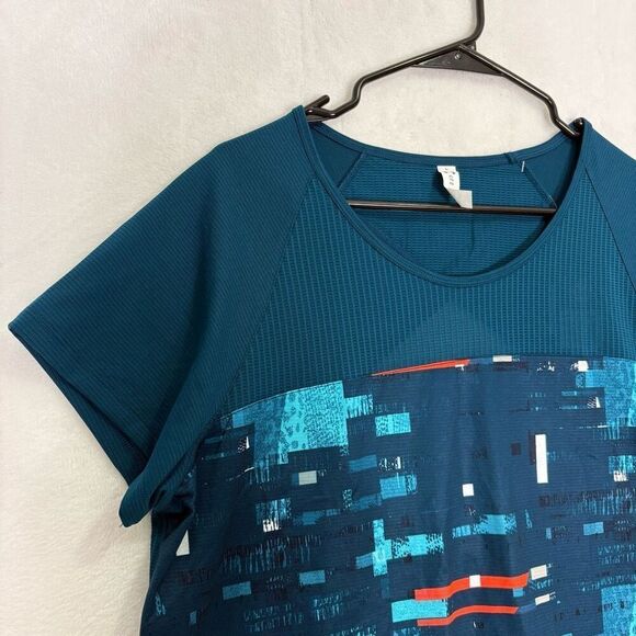 Under Armour Blue & Orange Patterned Short Sleeve Top Women's Size XL - Picture 5 of 14
